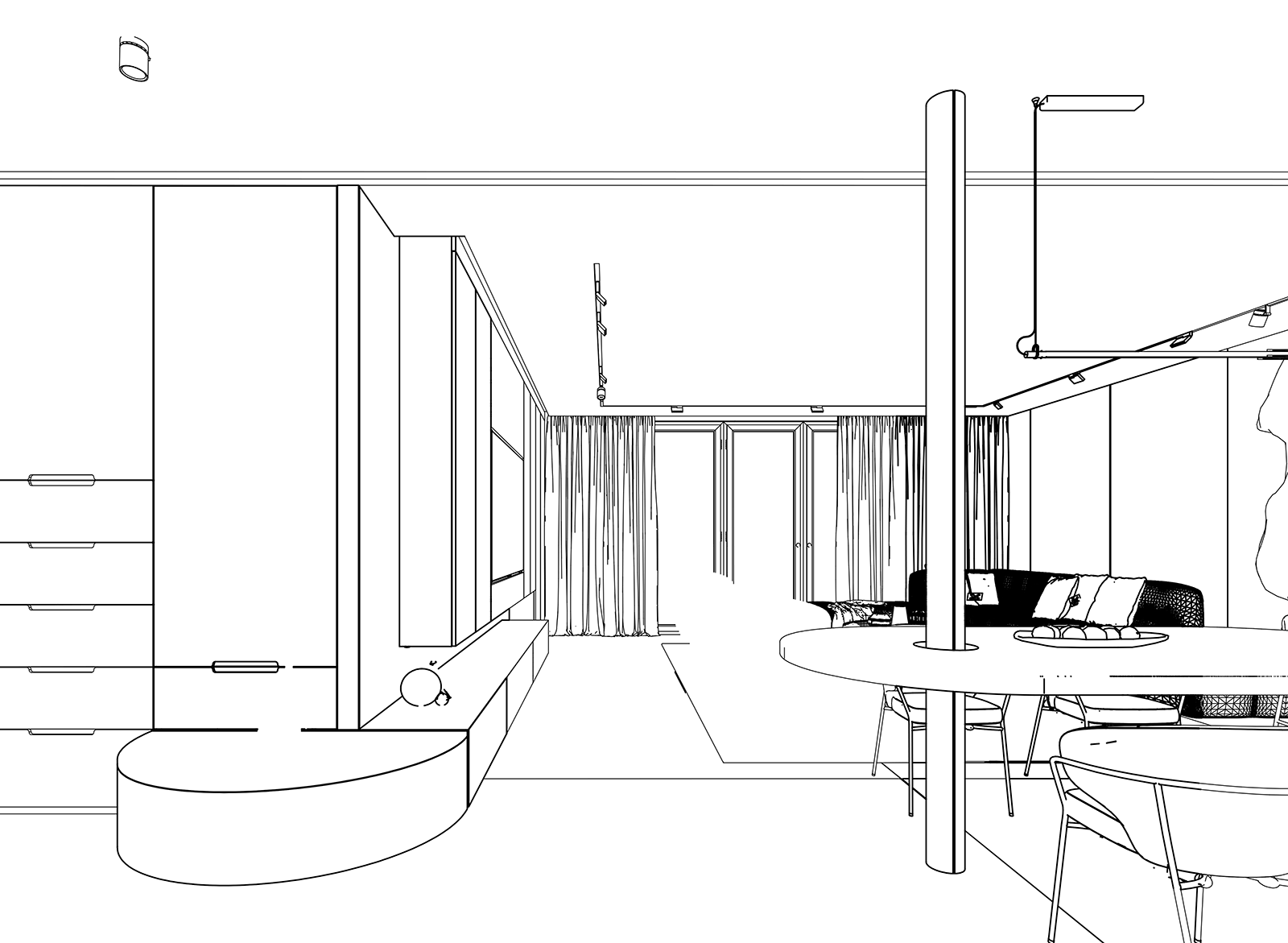 Projekat "APARTMAN ED" - reprezentativni linijski prostorni prikaz